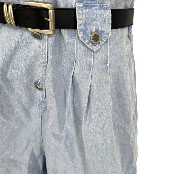 Bill Blass Vintage Blue Denim Pleated Romper Aqua Snow Size Large NWT - Picture 8 of 14